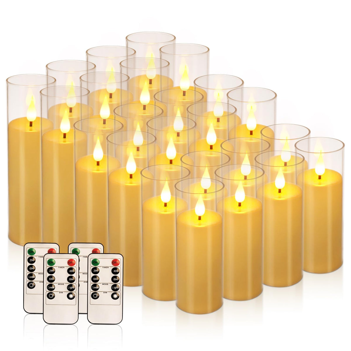 YOROXRG Solar flameless Candles Outdoor Waterproof,Dusk to Dawn Outdoor Lighting, Flickering fameless Reusable LED Light Candles for Lantern Garden Camping and Home Decor, 3D Wick (3"X6") Set of 2