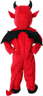 Toddler Halloween Devil Jumpsuits Flannel Front Zipper Hooded Devil Onesie Costume with Wing Fleece Warm Jumpsuit Kids Birthday Party Performance Outfit