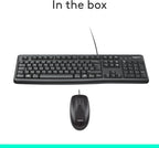 Logitech MK120 Wired Keyboard and Mouse Combo for Windows, Optical Wired Mouse, Full-Size Keyboard, USB Plug-and-Play, Compatible with PC, Laptop, QWERTY UK English Layout - Black