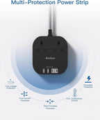 Extension Lead, Power Strips with 2 Way Outlets 4(4.5A, 2 Type C & 2 USB-A)