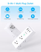 Surge Protector Outlet Extender with Rotating Plug, Multi Plug Wall Outlet
