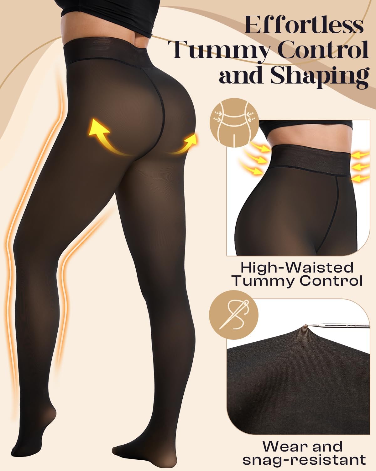 Fleece Lined Tights Leggings for Women, 230g Thick Thermal Tights