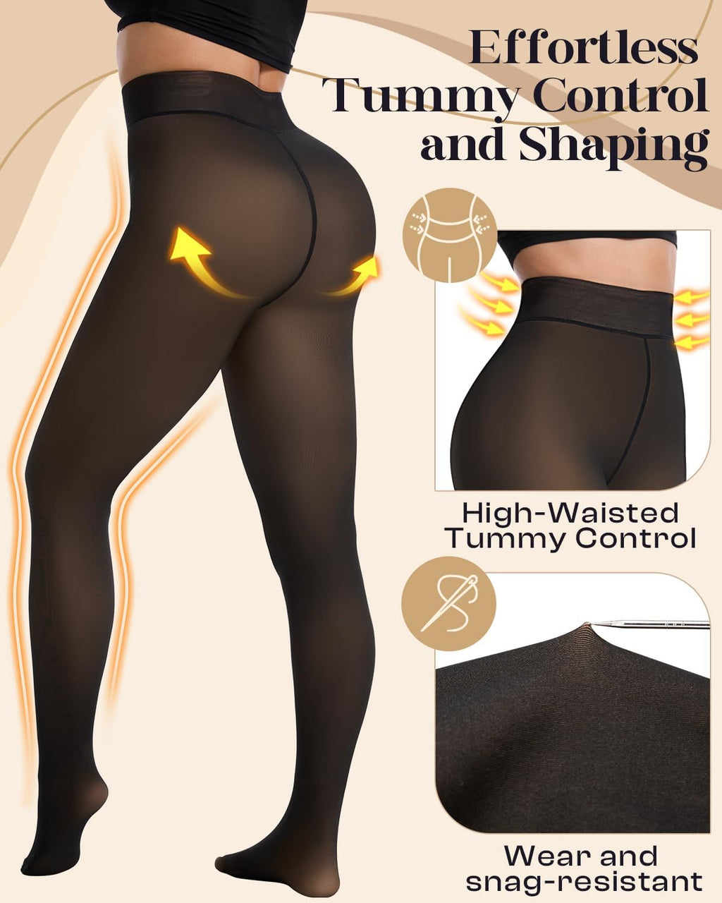 Fleece Lined Tights Leggings for Women, 230g Thick Thermal Tights