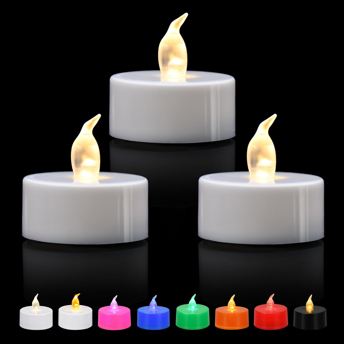 KOABY 24 Pack Pink Light Flameless Tea Lights, Pink Base, Last 100H