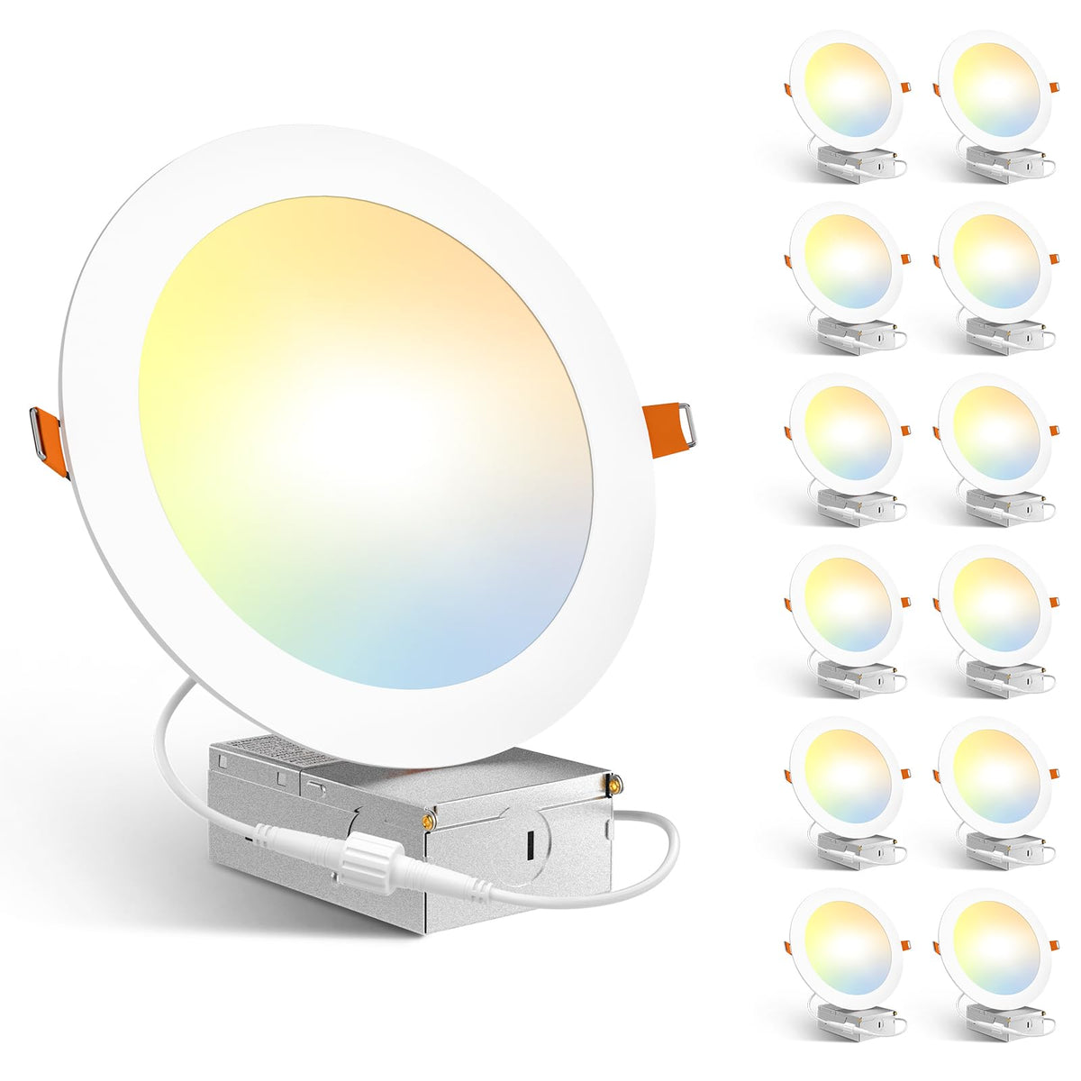Amico 12 Pack 3 Inch LED Recessed Lighting, Canless Wafer Downlight, White