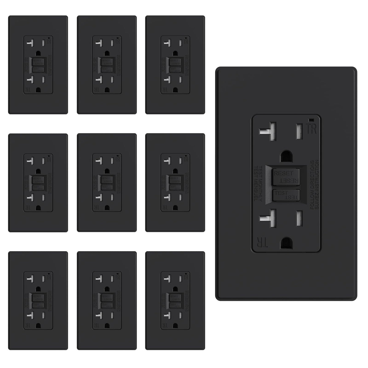 ELEGRP GFCI Outlet 20 Amp, Self-Test GFI Electrical Outlet with Thinner Design, TR Tamper Resistant GFCI Receptacle, Ground Fault Circuit Interrupters with Wall Plate, UL Listed, Light Almond, 1 Pack