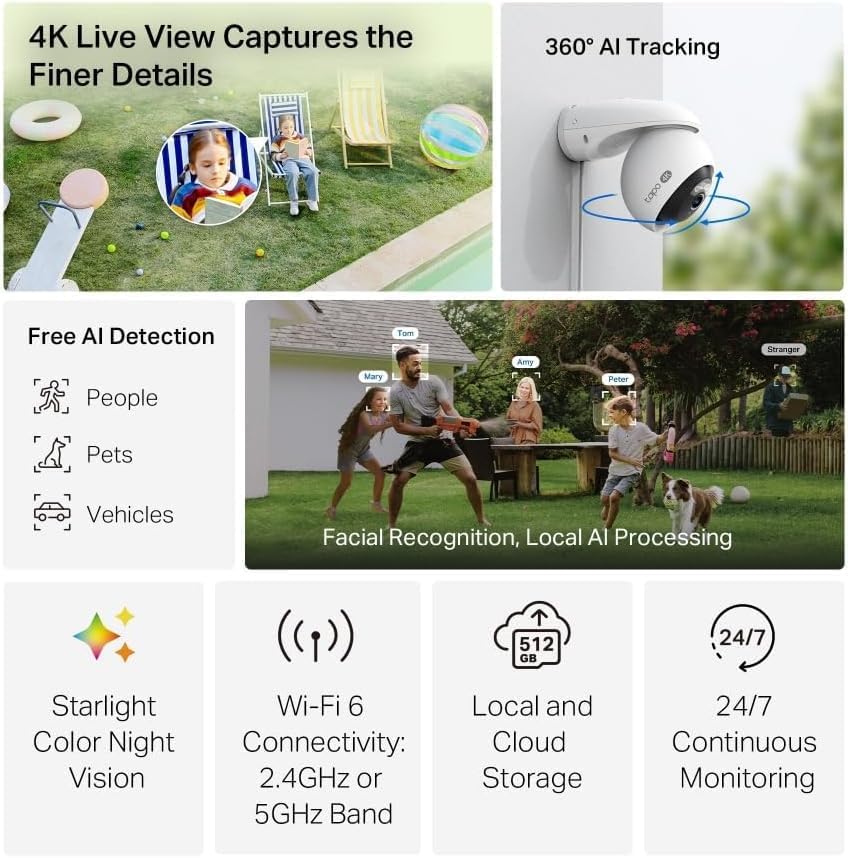Tapo TC46 4K 8MP Pan/Tilt Outdoor Security Camera CCTV Camera