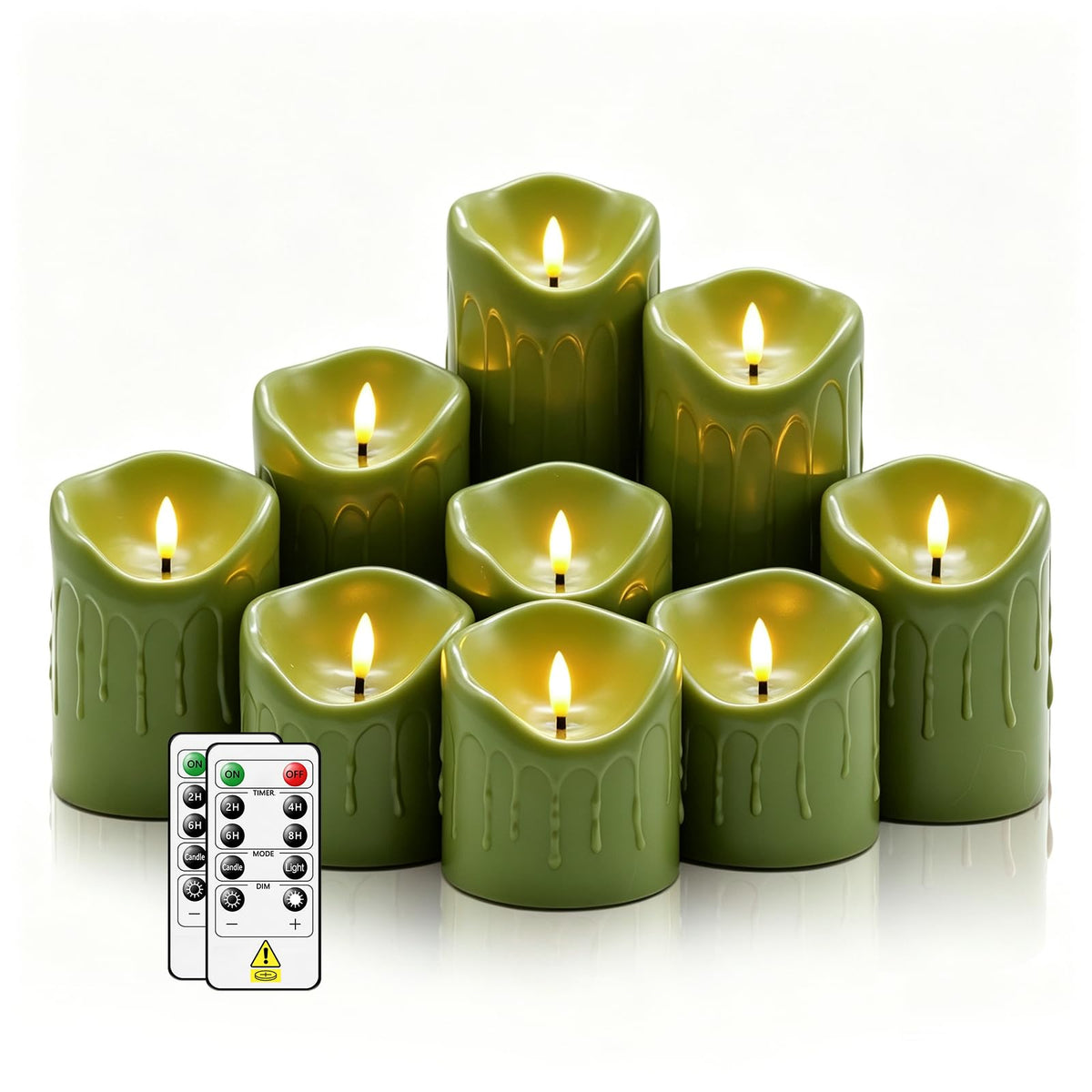 Nimiko Flameless Candles with Remote, Battery Operated Flickering Flameless Candles, LED Candles with Timer 2/4/6/8H, with Realistic LED Candles Set of 12 (D2.2 x H 5" 6" 7") (Black)