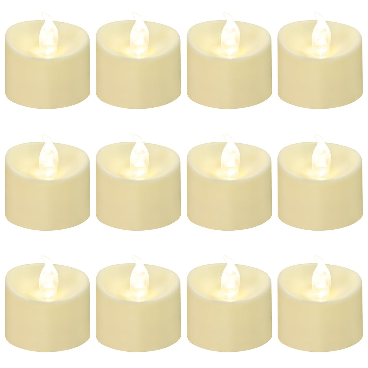 100 Pack Flickering LED Tea Lights, Last 100H+, Warm White Light