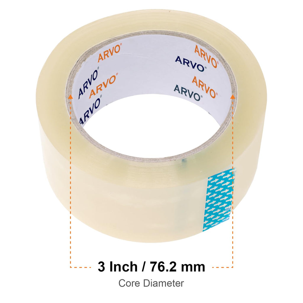 ARVO Clear Packing Tape 6 Rolls with Low Noise (48mm x 60m) - Durable Parcel Sealing Tape for Packing Boxes, Secure Packaging for Moving House