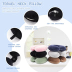 WENGX Travel Neck Pillow With Storage Bag Memory Foam Head Support Flight Pillows Cushion for Airplane Train Car Office Travel Essential for a Long Hauls Sleeping Rest(Pale Pink)