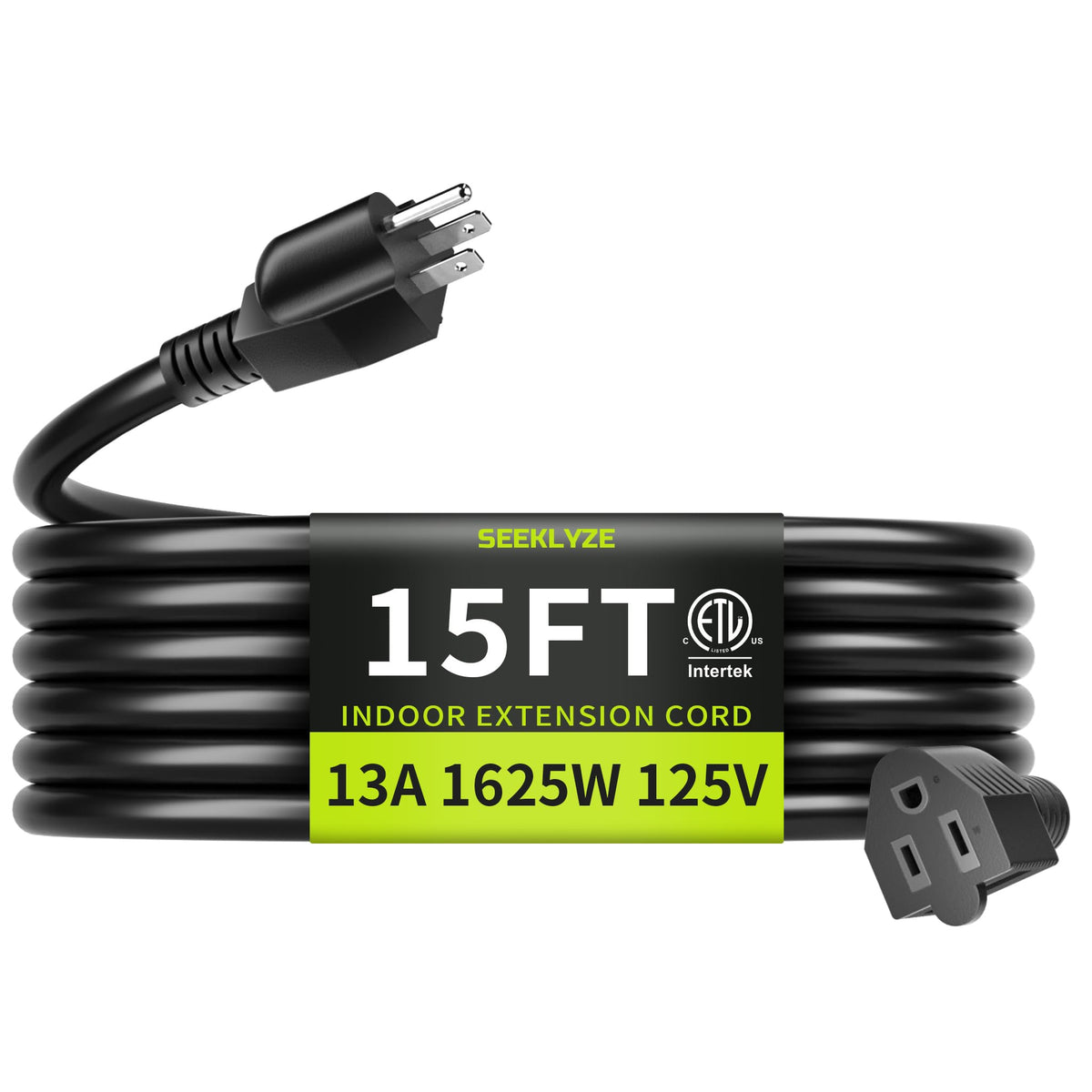 16/3 Black Extension Cord 6 FT Indoor, Short Extension Cord