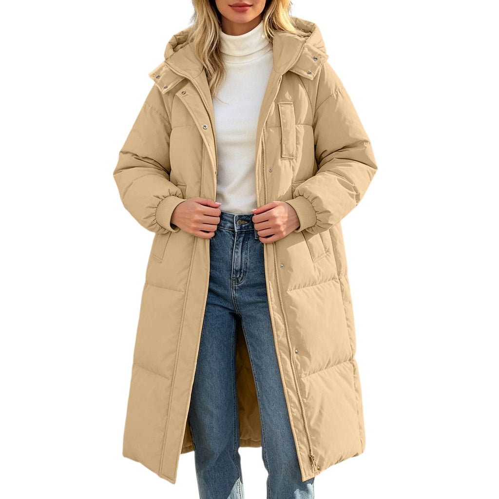 Winter Jacket Women Long With Hood, Plus Size Puffer Jackets For Women Uk,Ladies Coats And Jackets With Pockets Windproof Coats Black Parka Coat For Outdoor Hiking Travel