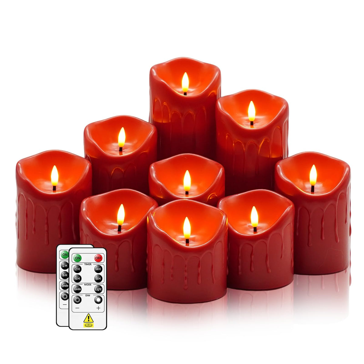 Nimiko Flameless Candles with Remote, Battery Operated Flickering Flameless Candles, LED Candles with Timer 2/4/6/8H, with Realistic LED Candles Set of 12 (D2.2 x H 5" 6" 7") (Black)
