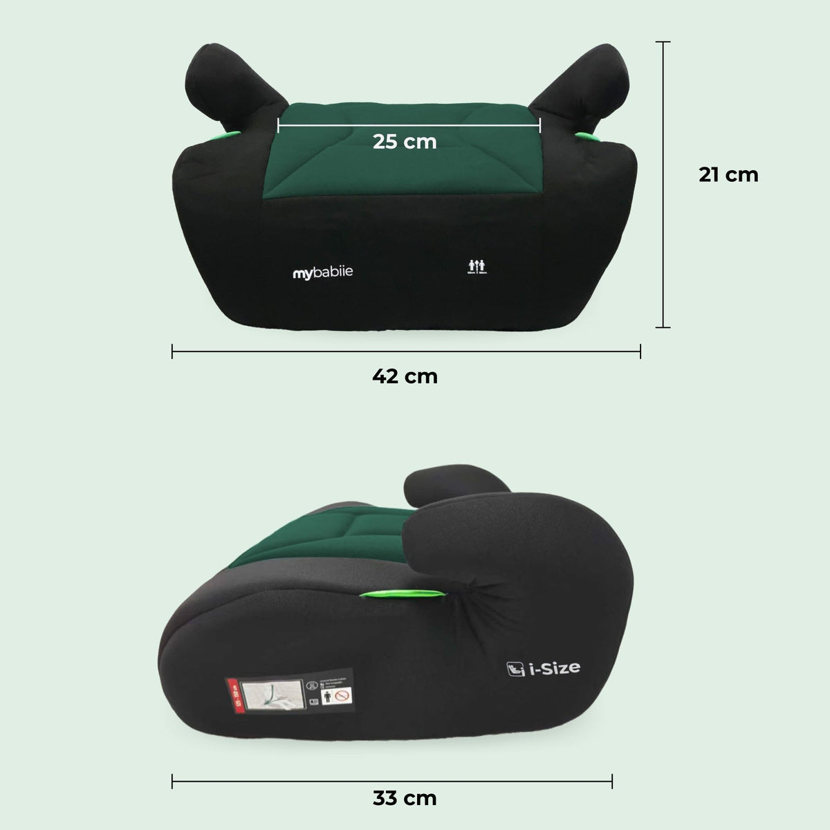 My Babiie MBCSB10 Booster Car Seat - Lightweight at 1kg, Approx. 6-12 Years (125-150cm, 22-36kg), R129, i-Size Backless Child Car Seat, Group 3, Compact, Portable, Ideal for Travel - Black