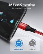 USB to USB C Cable(1M 3-Pack),USB Type C Fast Charger Cable Nylon Braided