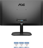 AOC 22B2H - 22 inch FHD Monitor, 75Hz, VA, 7ms Frameless design, Tilt, lowBlue Mode, Flicker Free (1920 x 1080 @ 75Hz, HDMI/VGA)