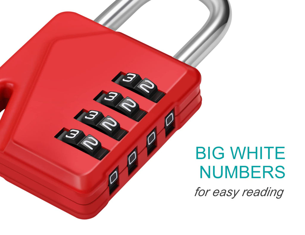 ZHEGE Combination Padlock, 4 Digit Combination Locker Padlock (Red)
