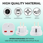 Double Dragon 2-Pack UK Electric Toothbrush & Shaver Plug Adapter | 2-Pin to 3-Pin Bathroom Converter | Supports UK EU Round & US Flat 2-Pin Plugs | 1A Fused | Compatible with Oral-B, Braun, Philips