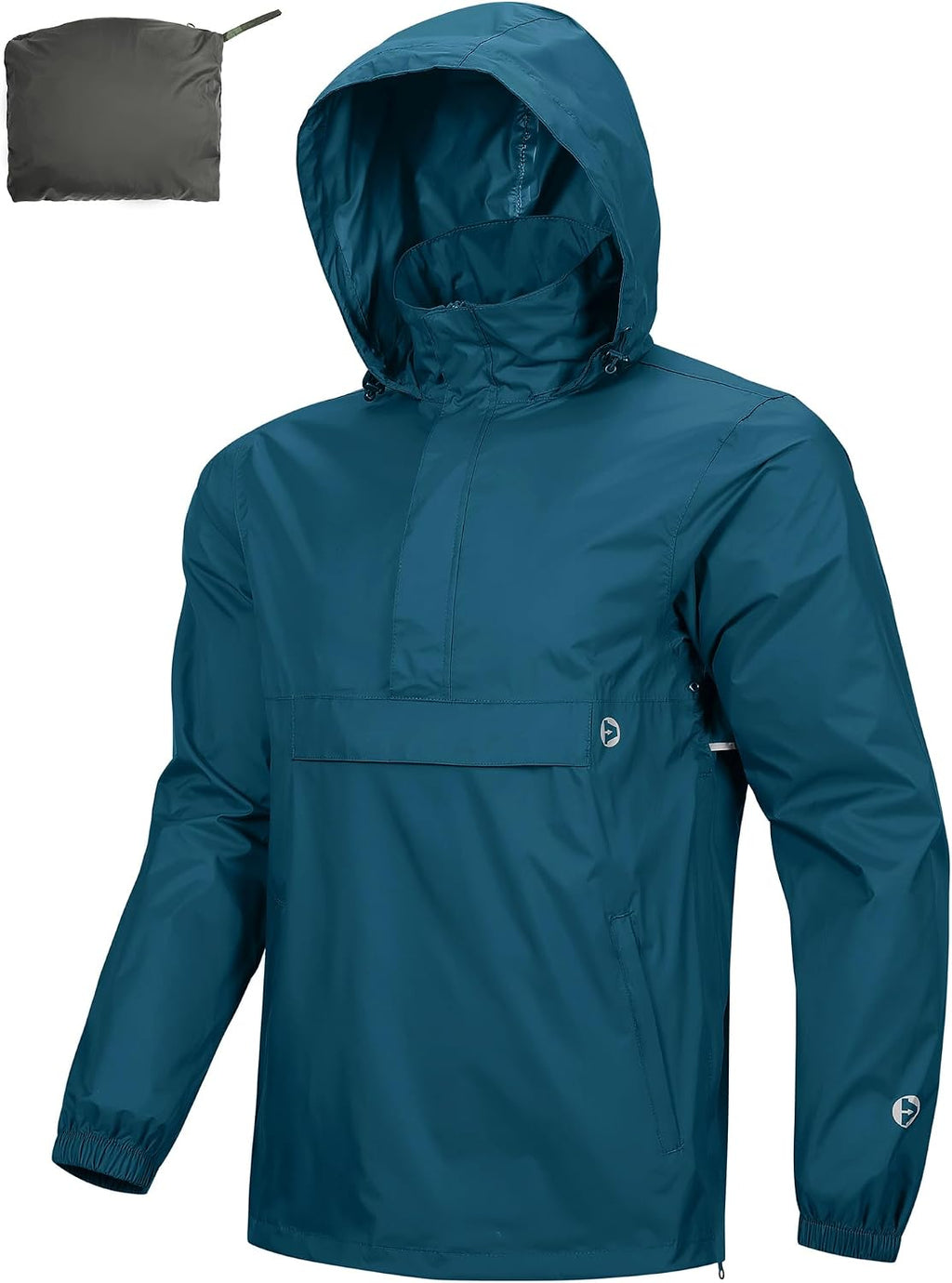 Outdoor Ventures Men's Waterproof Rain Jacket Packable Hooded Pullover