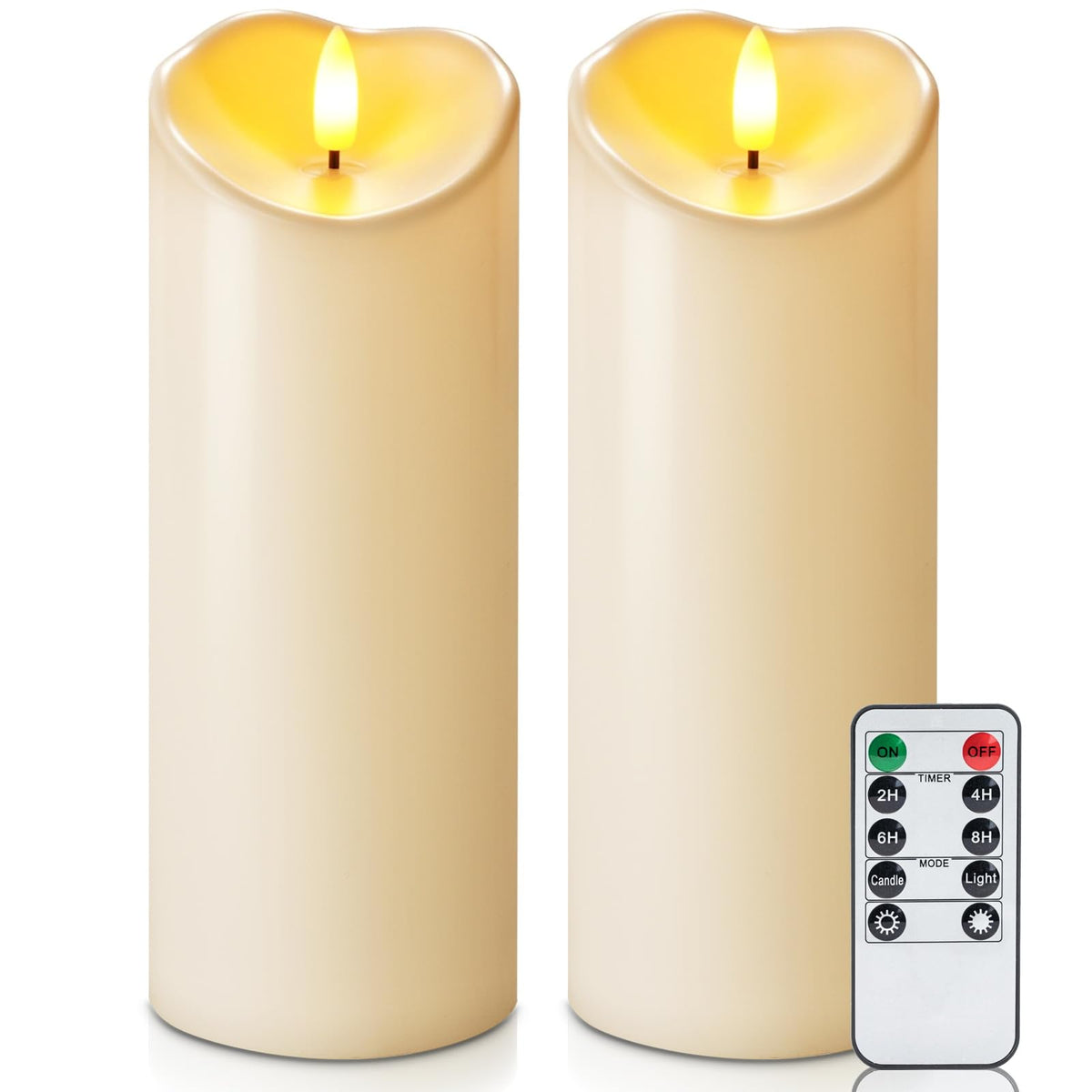 Homemory Orange Drip Real Wax Flameless Candles with Remote Timer, Set of 3