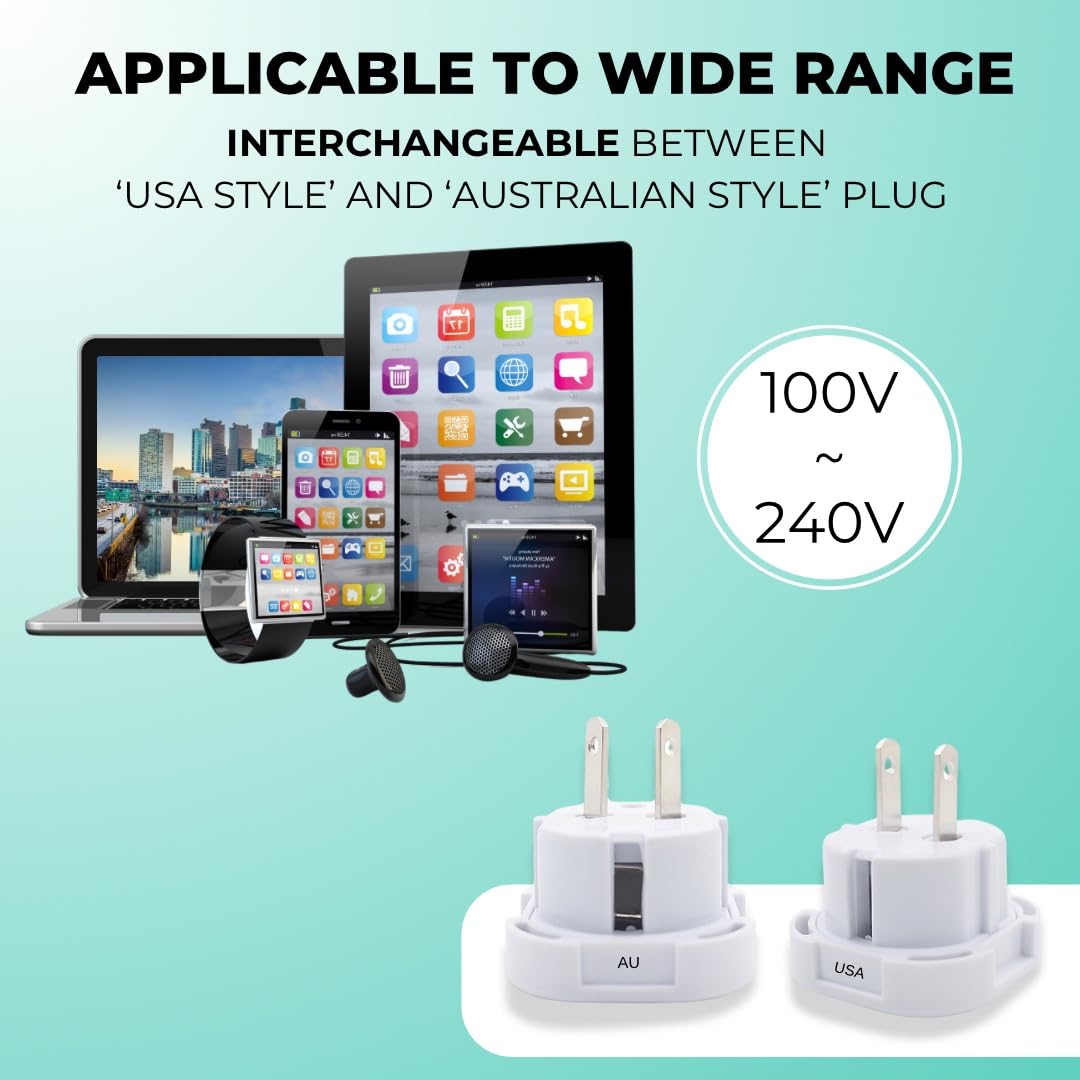 Double Dragon 2-Pack UK Electric Toothbrush & Shaver Plug Adapter | 2-Pin to 3-Pin Bathroom Converter | Supports UK EU Round & US Flat 2-Pin Plugs | 1A Fused | Compatible with Oral-B, Braun, Philips