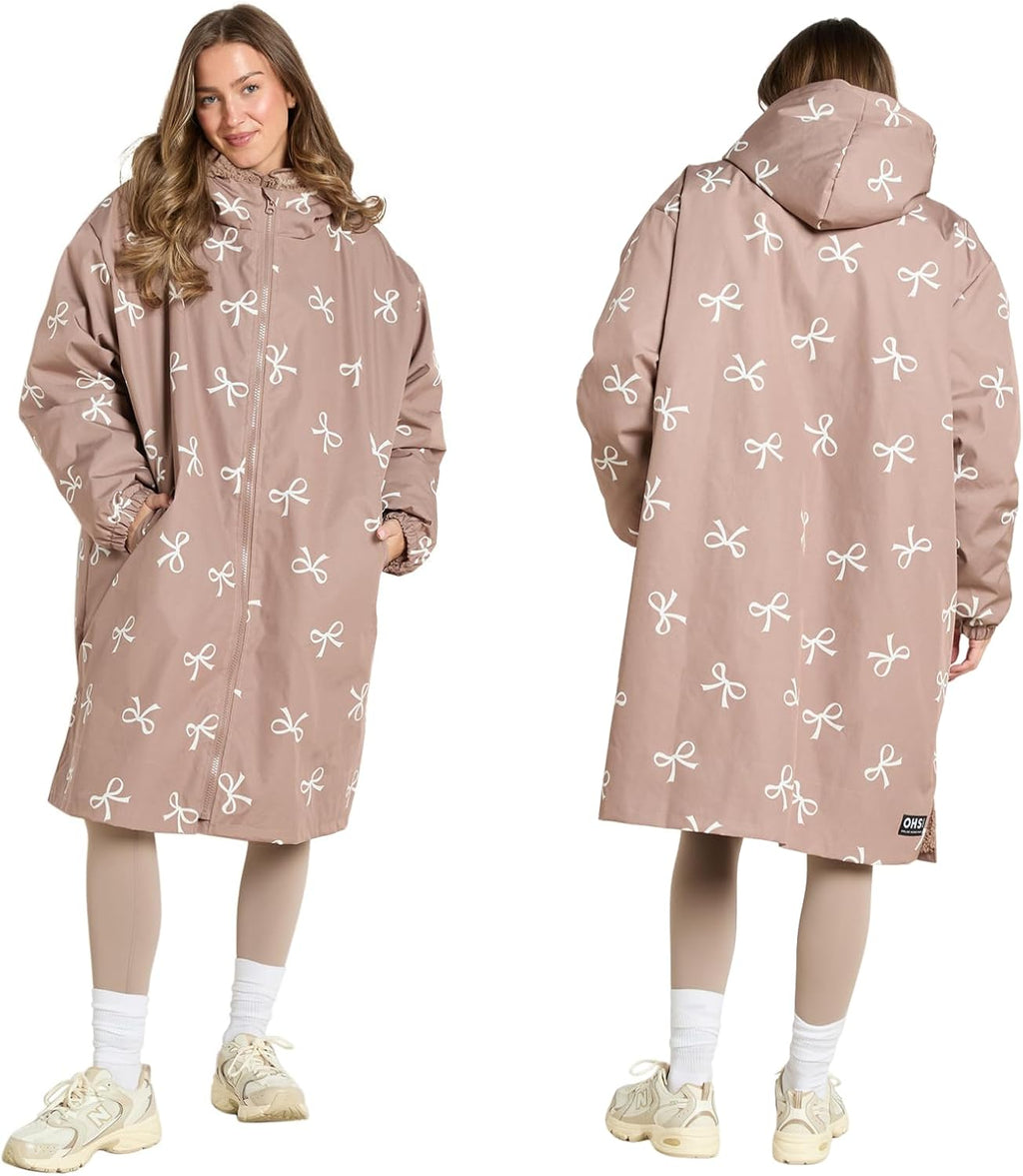 OHS Adults Drying Robe, Water-Resistant Changing Robe Gifts for Women Comfy Sherpa Privacy Robes for Women Men, Stay Dry Jacket Swimming Camping Drying Robes - S/M, L/XL