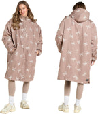 OHS Adults Drying Robe, Water-Resistant Changing Robe Gifts for Women Comfy Sherpa Privacy Robes for Women Men, Stay Dry Jacket Swimming Camping Drying Robes - S/M, L/XL