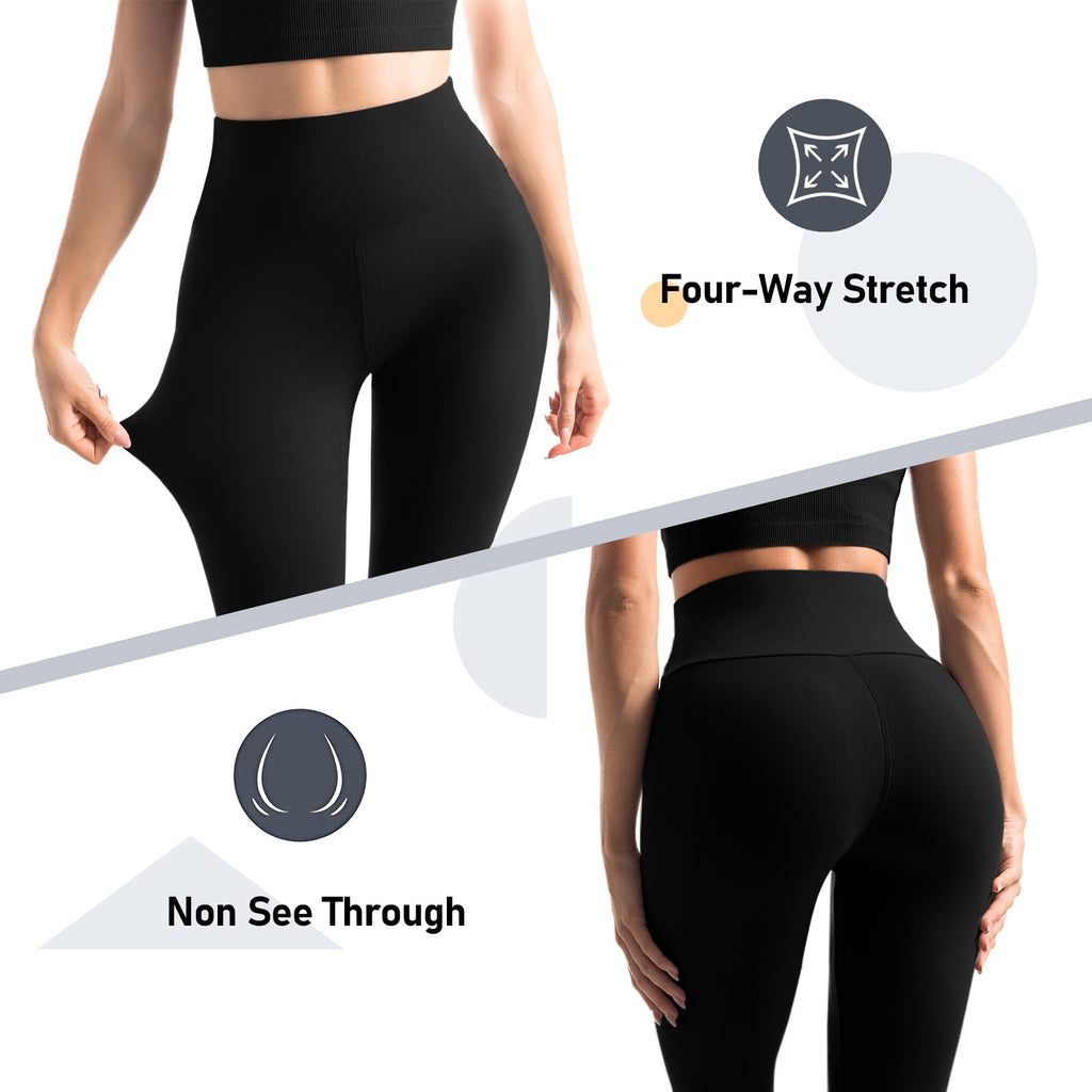 Leafigure 2-Pack High Waist Gym Leggings with Pockets for Women