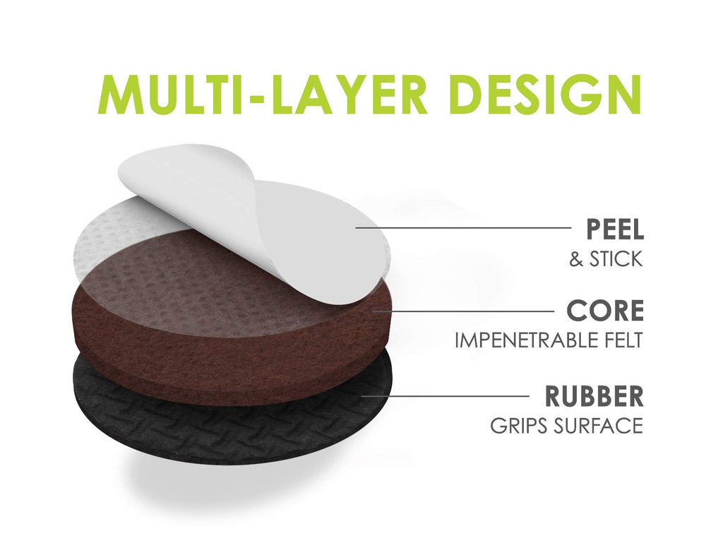 Slipstick GorillaPads Non Slip Furniture Pads/Gripper Floor Protectors (Set of 4) 3 Inch Square Self Adhesive Rubber Stoppers for Furniture Legs, CB155