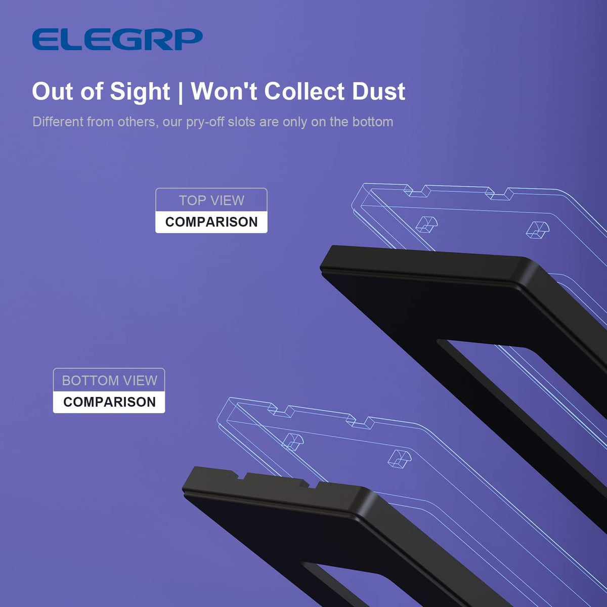 ELEGRP 2-Gang Screwless Decorative Wall Plates, Mid-Size 4.88" height x 4.94" length Unbreakable Thermoplastic Faceplate Cover for Decorator Receptacle Outlet & Switch, UL Listed (5 Pack, Matte White)