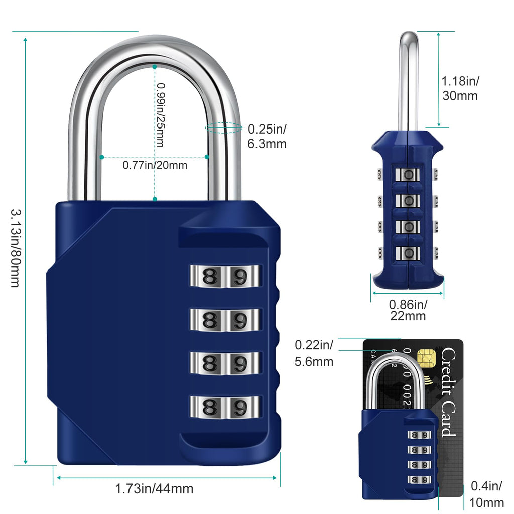 ZHEGE Combination Padlock, 4 Digit Combination Locker Padlock (Red)