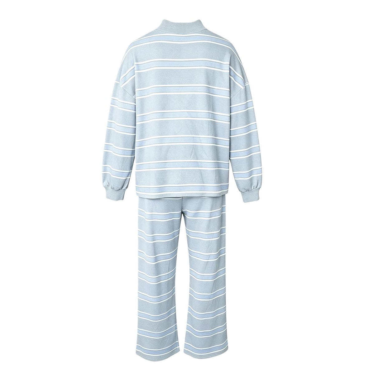 Striped Lounge Wear Sets for Women UK 2 Piece Outfits Loungewear Travel Matching Pyjamas Sets Mock Neck Oversized Knitted Jumper Long Sleeve Top and Wide Leg Pants Fall Winter