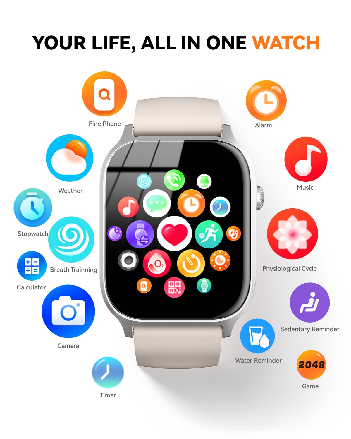Smart Watch for Men Women- Answer/Make Call, 2026 IP68 Waterproof Fitness Tracker Watch with Sleep Step Counter Activity Smartwatch for Samsung Android iPhone iOS (Deep Burgundy, 1.83)
