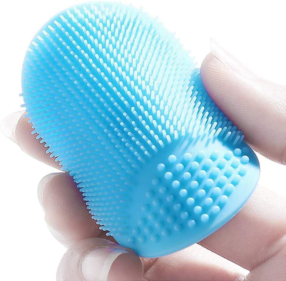 Baby Bath Brush, Baby Cradle Cap Brush, Silicone Massage Brush, Silicone Scrubbers Exfoliator Brush, Baby Skin Scrubbers Essential for Dry Skin, Cradle Cap and Eczema 2 Pack (Small-Blue&Green)