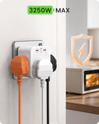 LENCENT 3 Way Plug Extension Socket with 2 Fast Charge USB, PD45W USB C