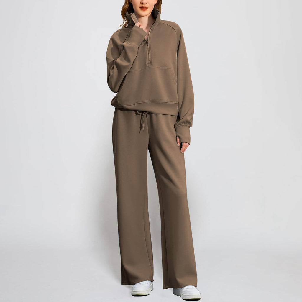 Lounge Wear Sets For Women Uk Women'S Fashion Tracksuit Full Set Comfort Long Sleeve Activewear Fall Outfits Gym Set 2 Piece Ladies Sweatshirts Sweatpants Zip Coat Tops Trousers Sets Clothing