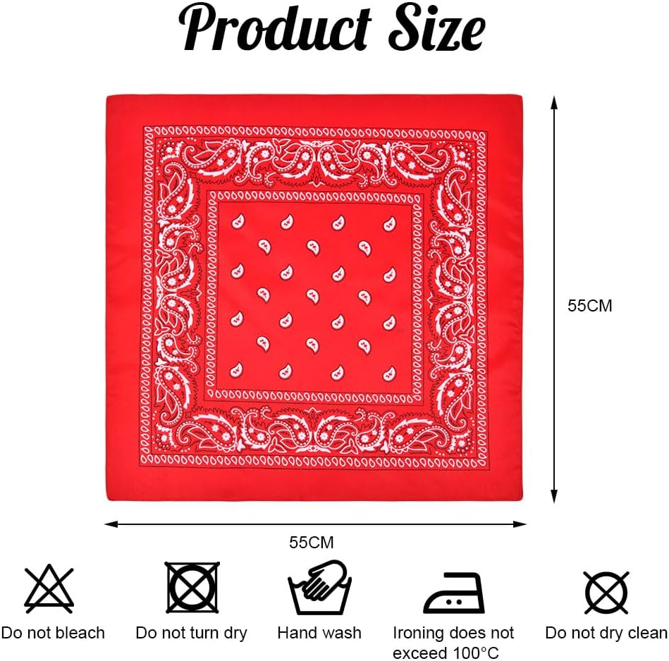 Aomig Bandana Head Scarf for Men and Women, Stylish Cowboy Headband Handkerchief, Multi-purpose Hair Scarf Paisley Print Unisex Headwraps, Bib Party Face Covering Headwear for Motorcycling