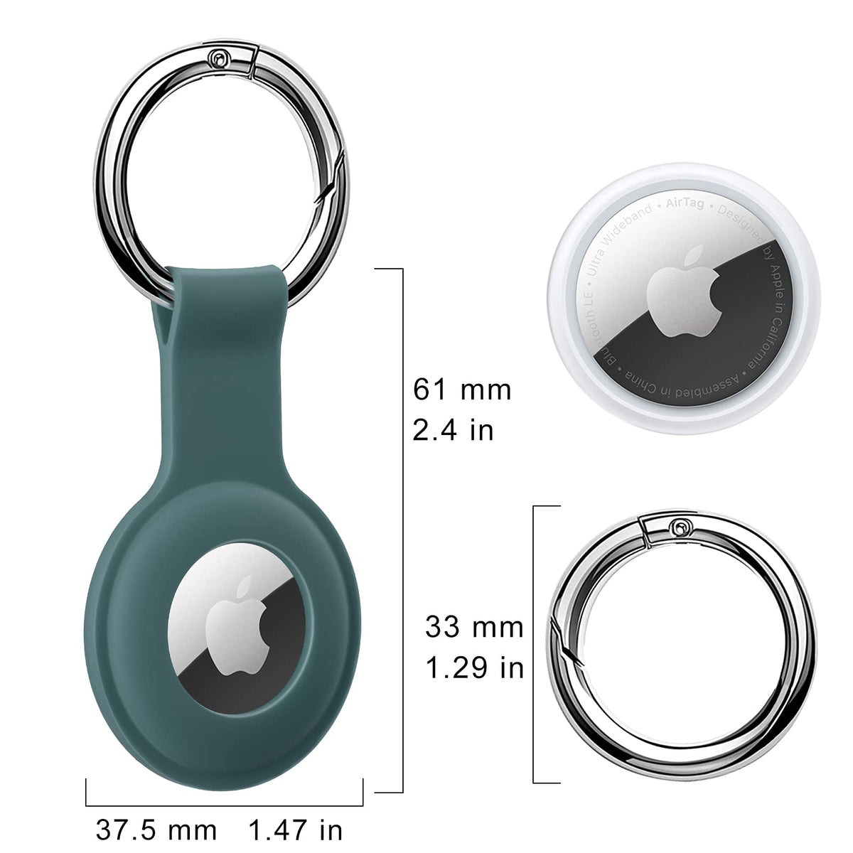 COLORCORAL AirTag Holder Case- Silicone Case for AirTag Keyring Apple 2&1