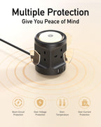 Extension Lead with USB Slots and Night Light, 4 Way (13A/3250W) Multi Plug Extension Cords & 3 USB Ports, Surge Protected Extension Lead with Switches, 2M Extension Cable for Home Dorm Office