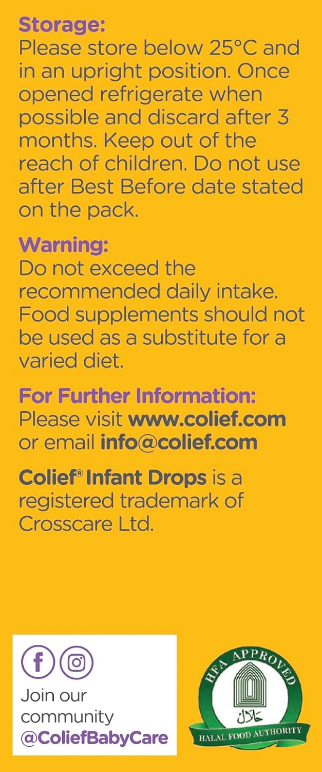 Colief Infant Drops | Lactase Enzyme Drops | Natural Colic Relief for Babies | Reduces Bloating, Wind and Crying | (15ml)