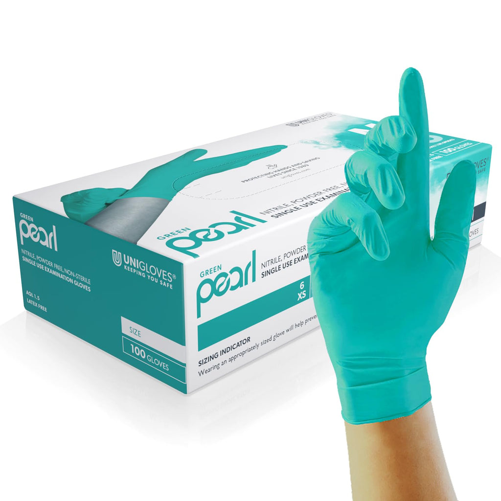 UNIGLOVES Black Pearl Nitrile Examination Gloves - Multipurpose, Powder Free and Latex Free Disposable Gloves - Box of 100 Gloves, Black, Large (GP0034)