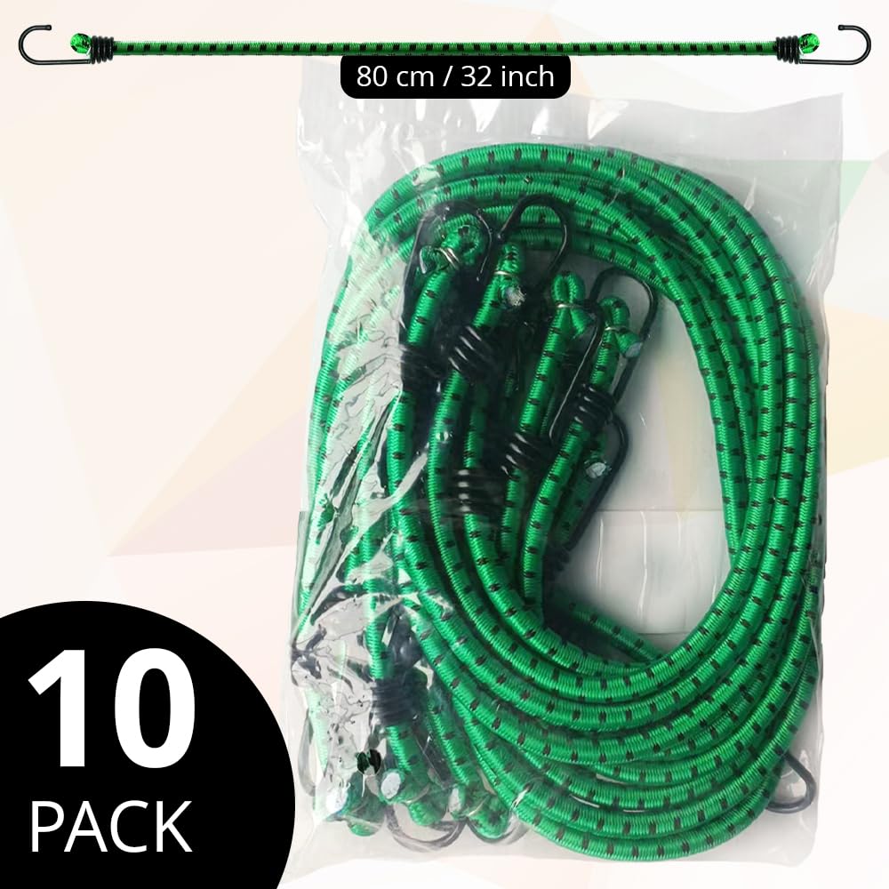ANSIO Bungee Cords with Hooks, UV-Resistant Bungee Straps, 12 Pack Assorted