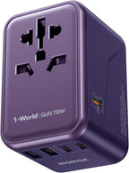 MOMAX Universal Travel Adapter 70W GaN Travel Plug Adapter for UK/EU/AU/US
