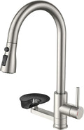 FORIOUS Kitchen Faucet with Cup Washer, Pull Down Sprayer, Brushed Nickel