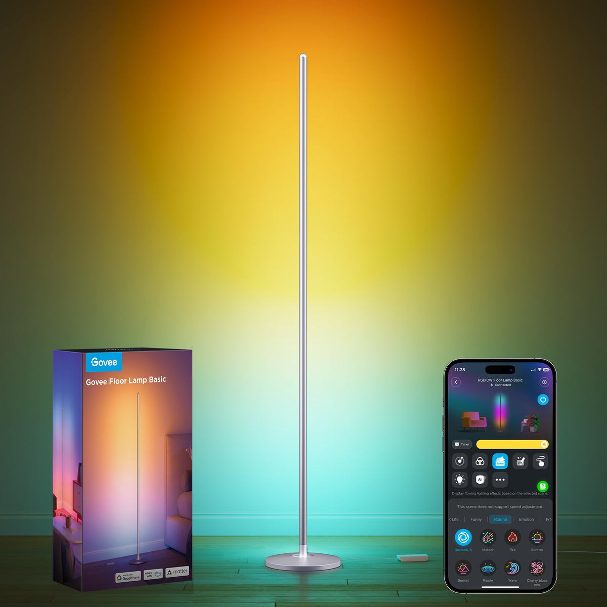 Govee RGBIC Floor Lamp Basic, 1000lm LED Corner Lamp, Black
