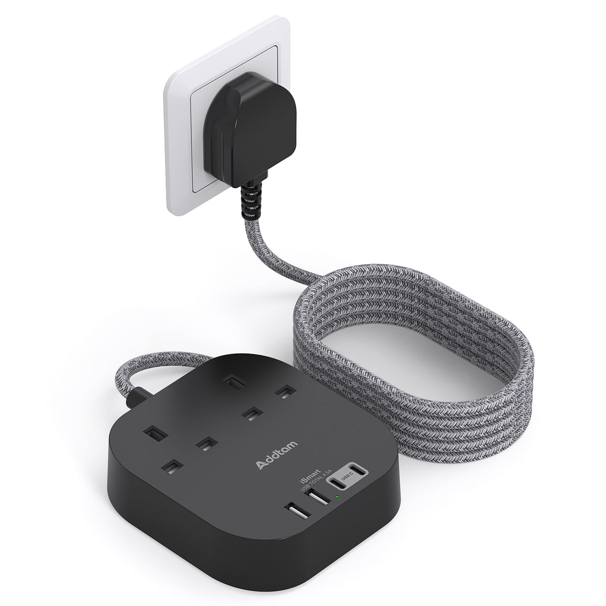 Extension Lead, Power Strips with 2 Way Outlets 4(4.5A, 2 Type C & 2 USB-A)