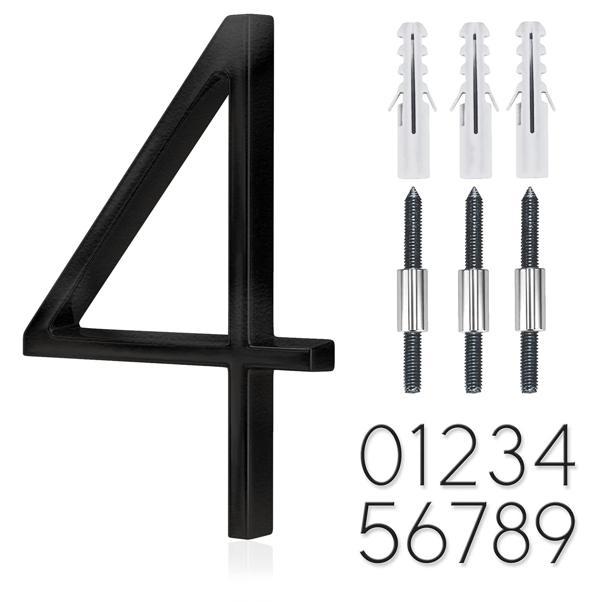 5" Stainless Steel Floating House Number, Metal Modern House Numbers (0)