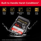 SanDisk 1TB Extreme PRO SDXC card, SD Card, V60 Memory card, 6K & 4K UHD, up to 280 MB/s, Shock, Temperature, Water and X-Ray Proof, RescuePro Deluxe data recovery software, UHS-II, Class 10, U3