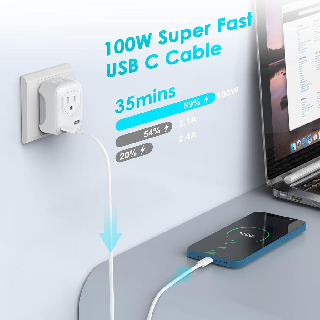 USB C Charger Cable,6FT/1.8M USBC to USBC Cable 100W 5A Type C Charger
